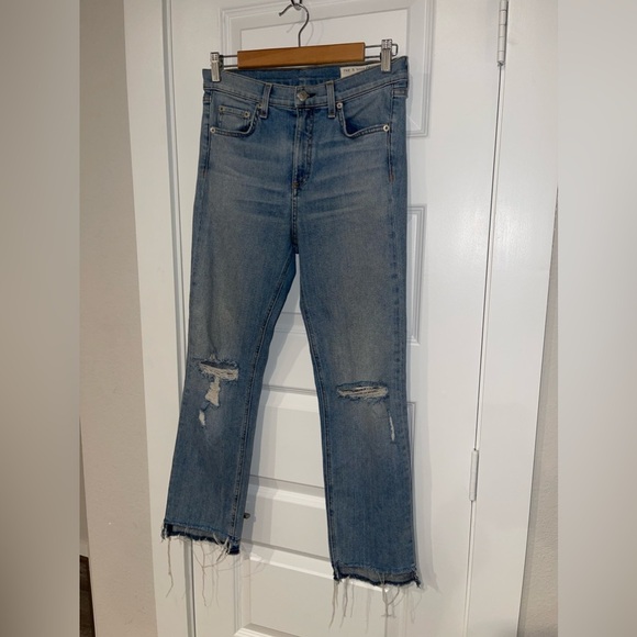 Rag & Bone 10” Stove Pipe Cropped Jeans in Prospector Size 28 - Picture 4 of 9